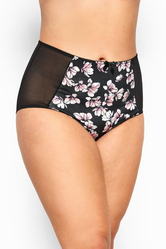 Black Floral Mesh Briefs | Yours Clothing 2