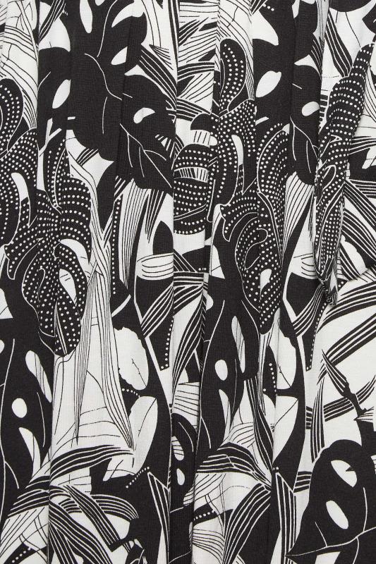 YOURS Plus Size Curve Black & White Floral Leaf Print Front Tie Maxi Dress| Yours Clothing  5