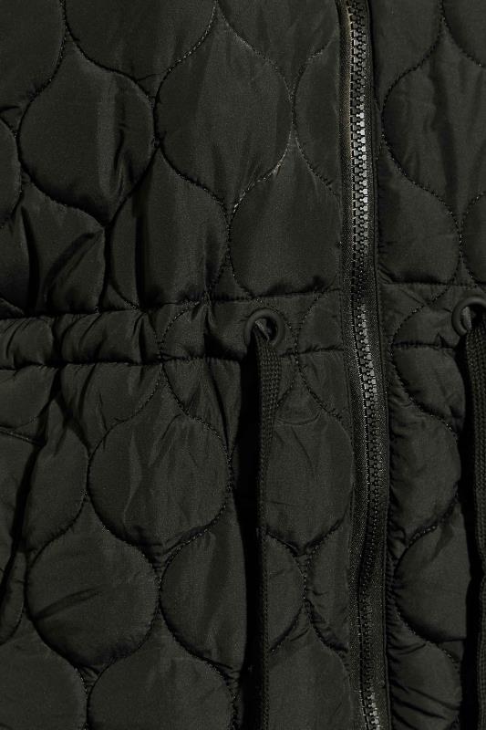 Plus Size Black Quilted Midi Hooded Gilet | Yours Clothing 5