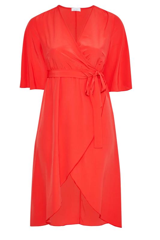 YOURS LONDON Plus Size Bright Red Midi Wrap Dress | Yours Clothing 6