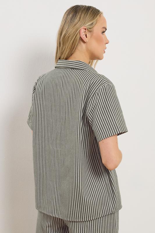 LTS Tall Women's Olive Green Stripe Button Cotton Shirt | Long Tall Sally 6