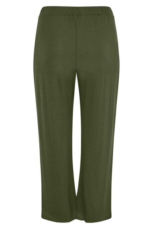 YOURS Curve Plus Size Khaki Green Pleated Wide Leg Trousers | Yours Clothing 7