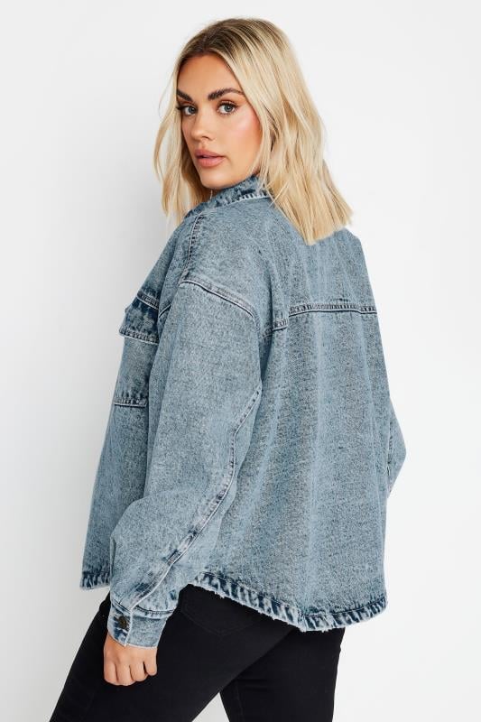 YOURS Plus Size Blue Quilted Denim Shacket | Yours Clothing 4