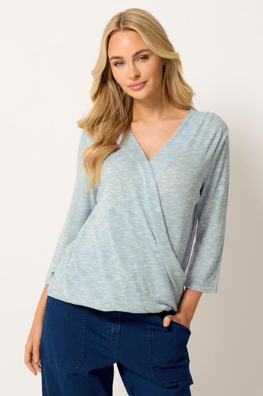  M&Co Light Blue Wrap Top