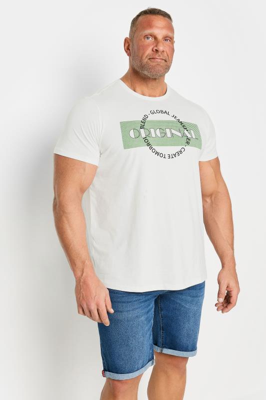 BLEND Big & Tall White 'Original' Printed T-Shirt | BadRhino 1