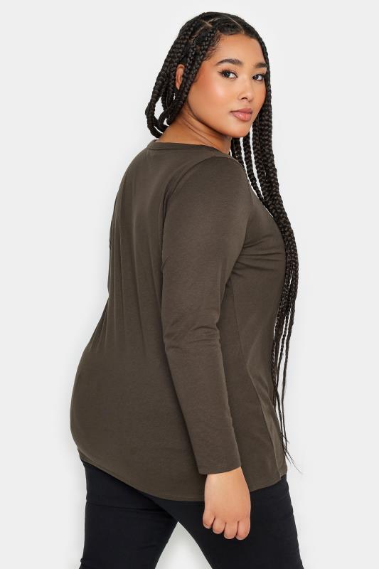 YOURS Plus Size Brown Long Sleeve Top | Yours Clothing 3