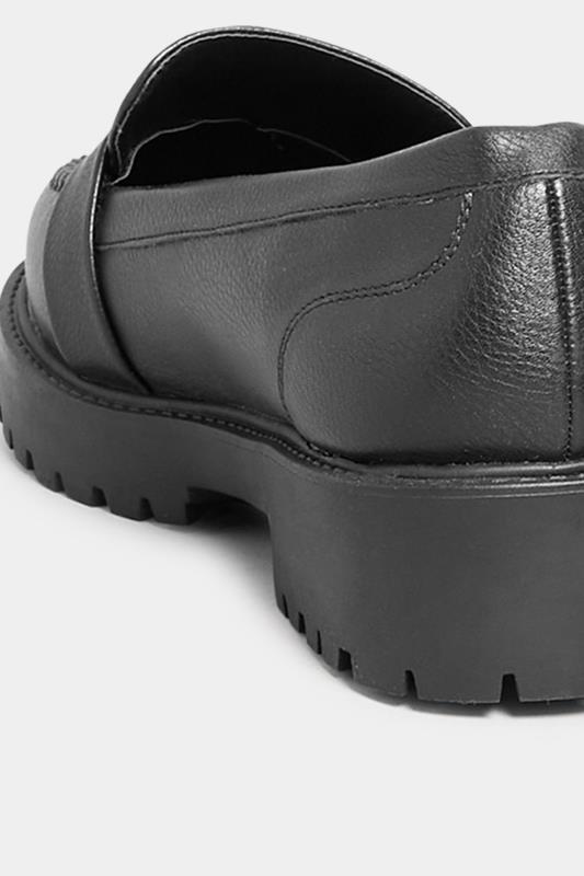 Black Buckle Chunky Loafers In Extra Wide EEE Fit | Yours Clothing 4