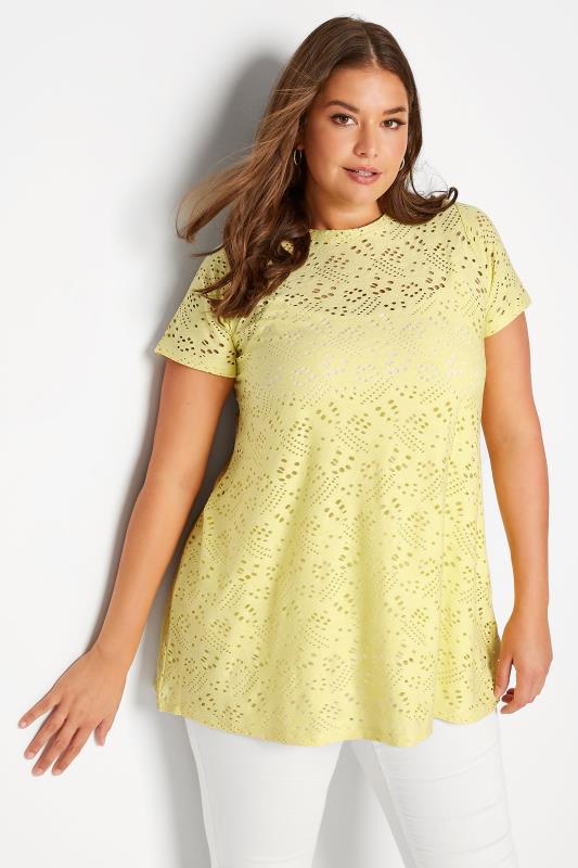 Curve Yellow Broderie Anglaise Swing T-Shirt 3