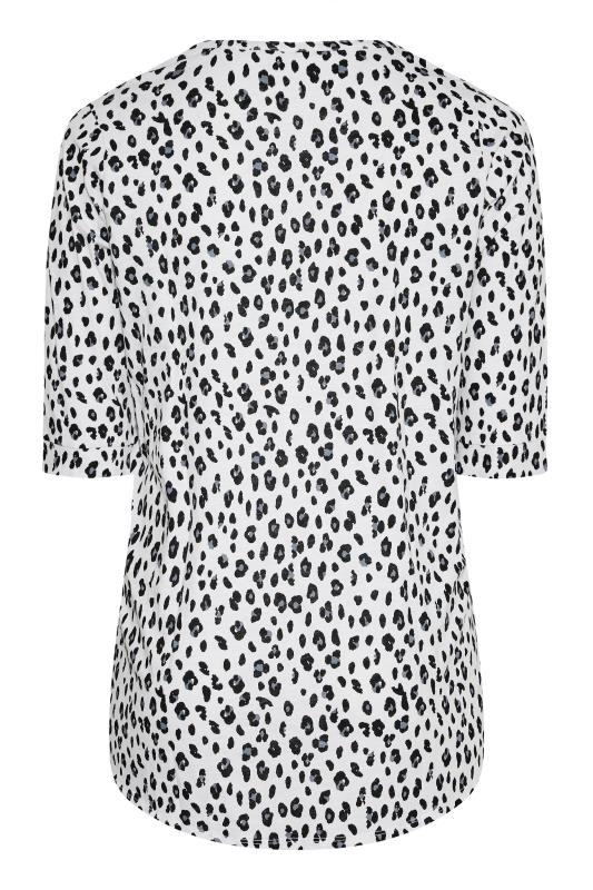 YOURS FOR GOOD Curve White Leopard Print Henley Top 7