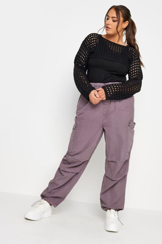 LIMITED COLLECTION Plus Size Black Ultra Cropped Crochet Knit Arm Warmer | Yours Clothing 2