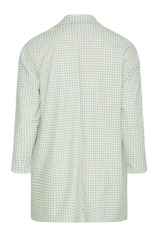 LIMITED COLLECTION Plus Size Sage Green Gingham Longline Blazer 8
