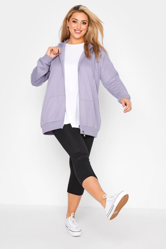 Plus Size  YOURS Curve Lilac Purple Basic Zip Through Hoodie