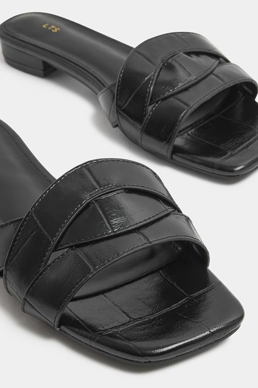 LTS Black Twisted Block Mule Sandals In Standard Fit | Long Tall Sally 5