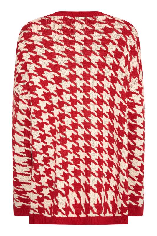 LTS Tall Red Dogtooth Check Cardigan 7