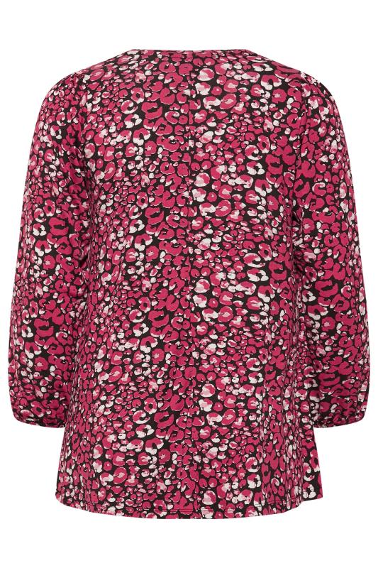 Curve Red Animal Print Long Sleeve Pleated Top | Yours Clothing 7