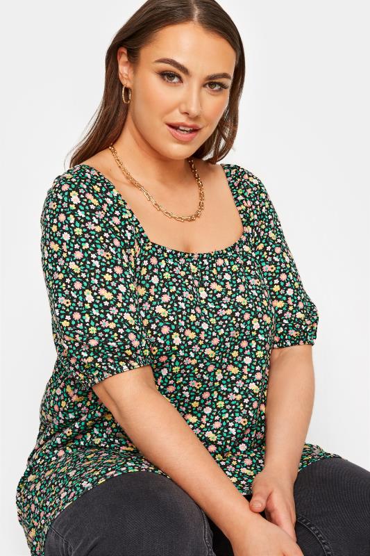 LIMITED COLLECTION Plus Size Green Ditsy Floral Top | Yours Clothing 4