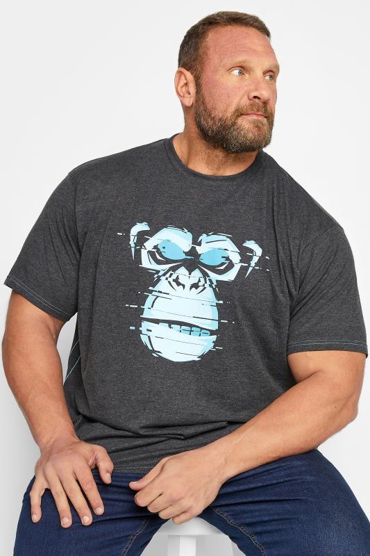  Grande Taille KAM Big & Tall Charcoal Grey Gorilla Print T-Shirt