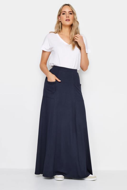  LTS Tall Navy Blue Fit & Flare Maxi Skirt