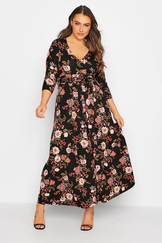 Plus Size Black Paisley Print Wrap Dress | Yours Clothing 1