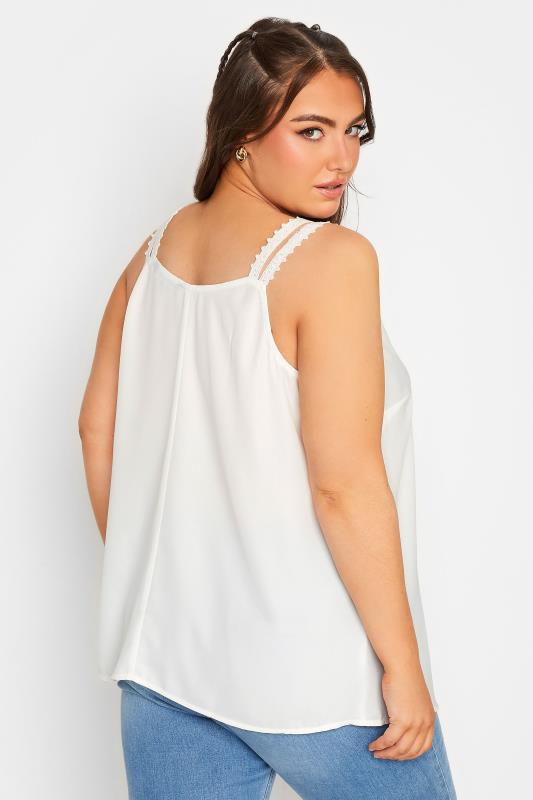 LIMITED COLLECTION Plus Size White Embroidered Strap Vest Top | Yours Clothing 4