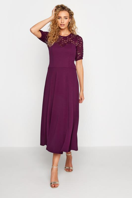 LTS Tall Purple Lace Midi Dress 2