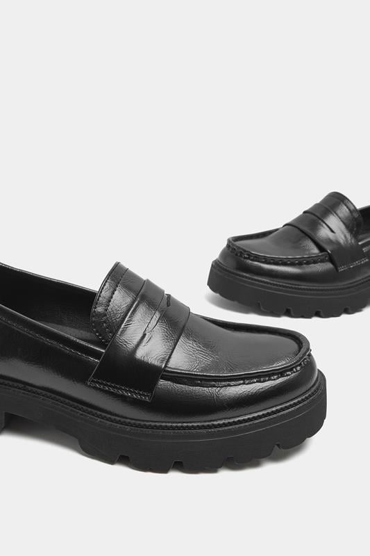 Black Platform Loafers In Wide E Fit | Yours Clothing 4