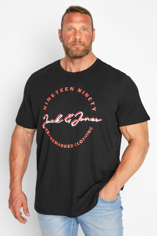 Men's  JACK & JONES Big & Tall Black Printed Logo T-Shirt