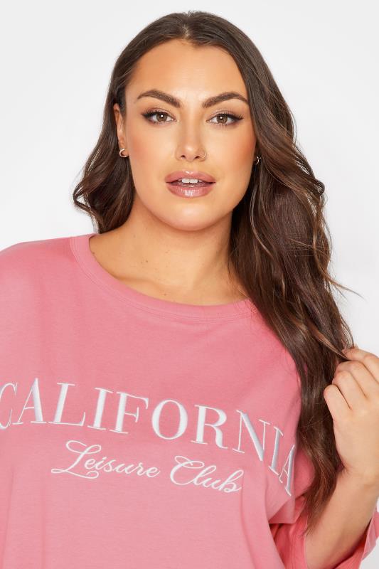 YOURS Plus Size Curve Pink 'California' Tunic T-Shirt | Yours Clothing  5