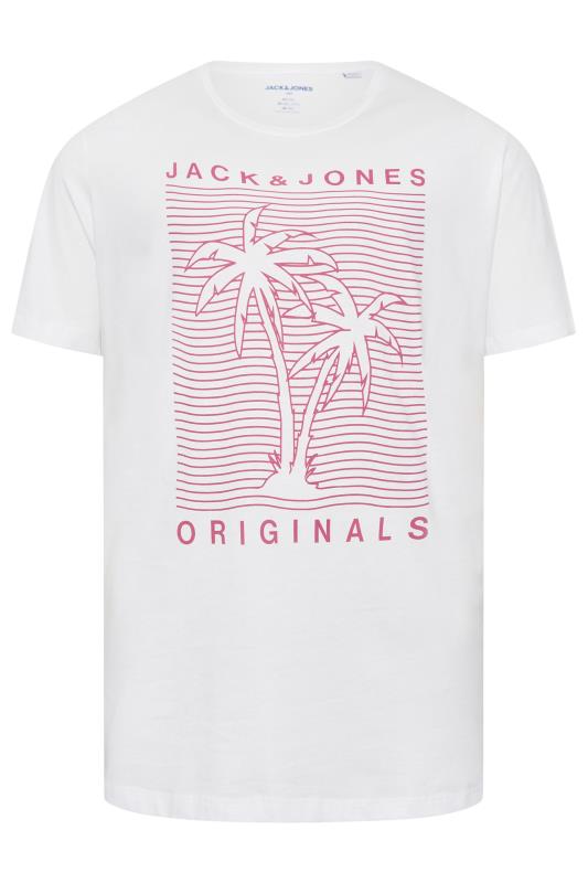 JACK & JONES Big & Tall White Originals Palm Tree Print T-Shirt | BadRhino 3