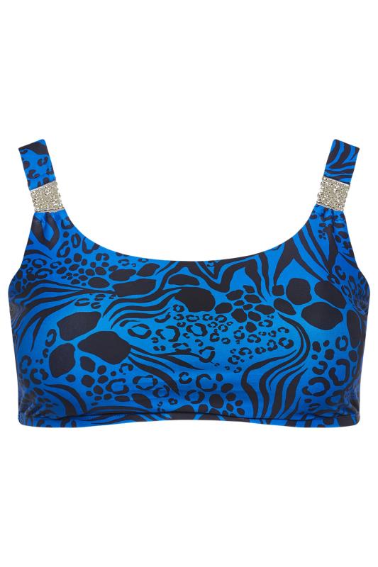 YOURS Plus Size Cobalt Blue Mixed Animal Print Bikini Top | Yours Clothing 6