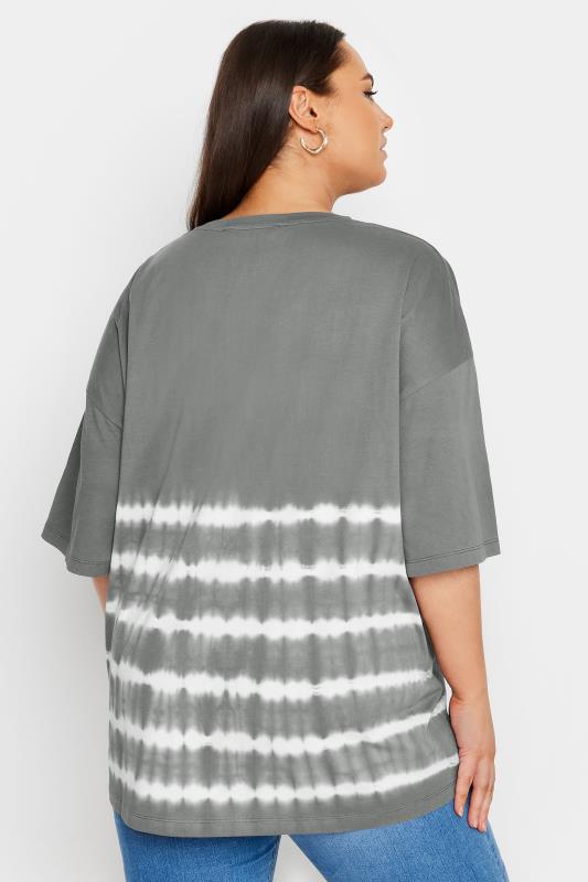 YOURS Plus Size Grey Tie Dye Boxy T-Shirt | Yours Clothing 3