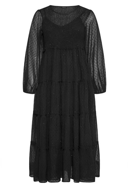 LIMITED COLLECTION Black Tiered Dobby Sparkle Maxi Dress_F.jpg