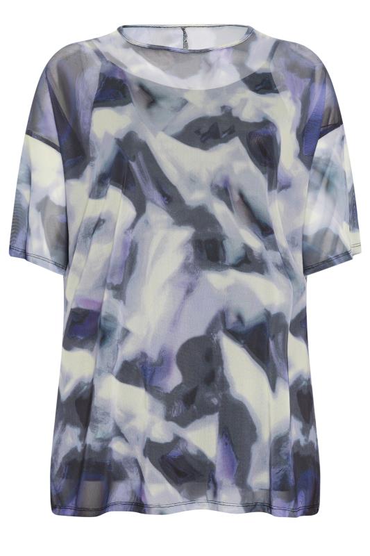 LIMITED COLLECTION Plus Size Black Abstract Print Oversized Mesh Top | Yours Clothing 5