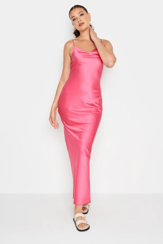 LTS Tall Women's Hot Pink Satin Maxi Slip Dress | Long Tall Sally 2