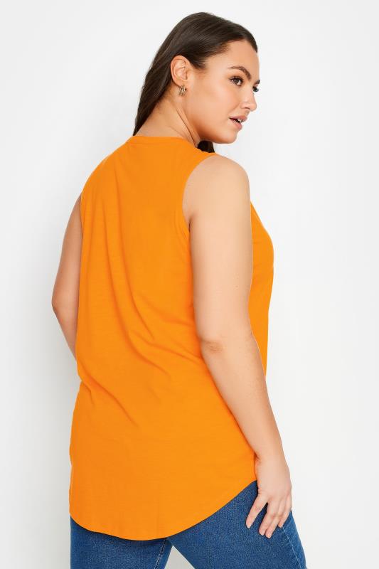 YOURS Plus Size Orange Pintuck Henley Vest Top | Yours Clothing 3
