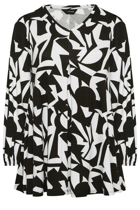 Plus Size Black & White Geometric Print Swing Top | Yours Clothing  6