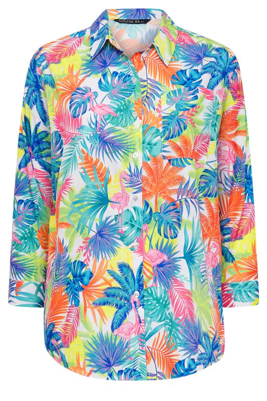 LIMITED COLLECTION Plus Size Curve Blue Flamingo Print Shirt | Yours Clothing  7