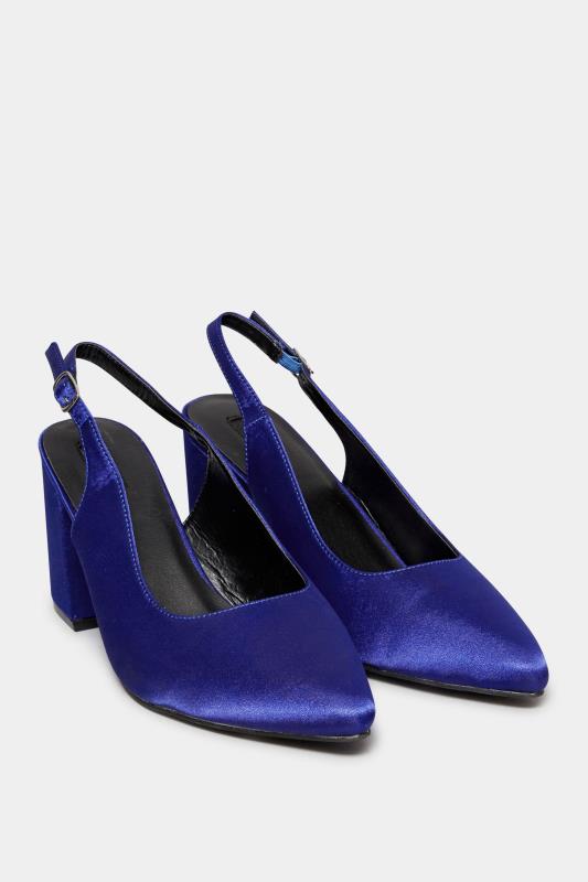 LIMITED COLLECTION Cobalt Blue Pointed Block Heel Court Shoes In Wide E ...