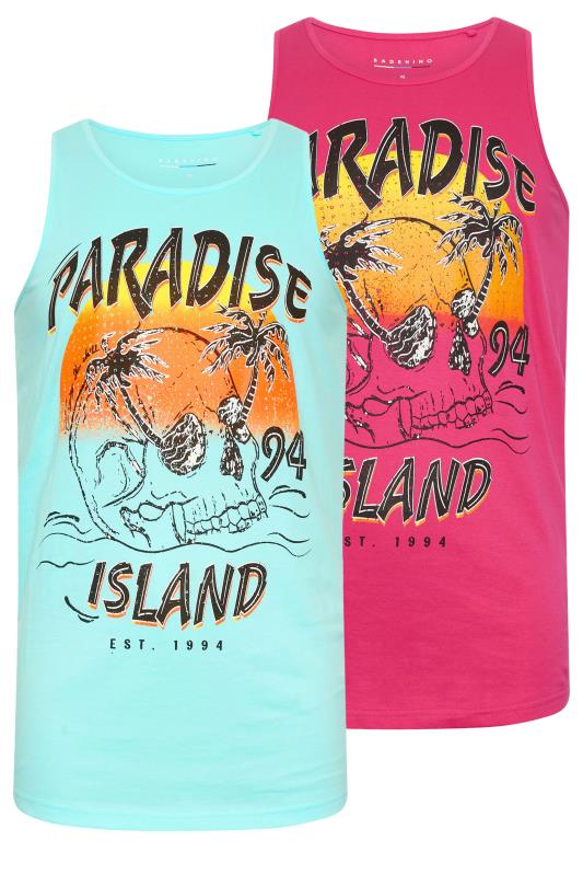 BadRhino Big & Tall 2 PACK Blue & Pink Paradise Vest Tops | BadRhino 4