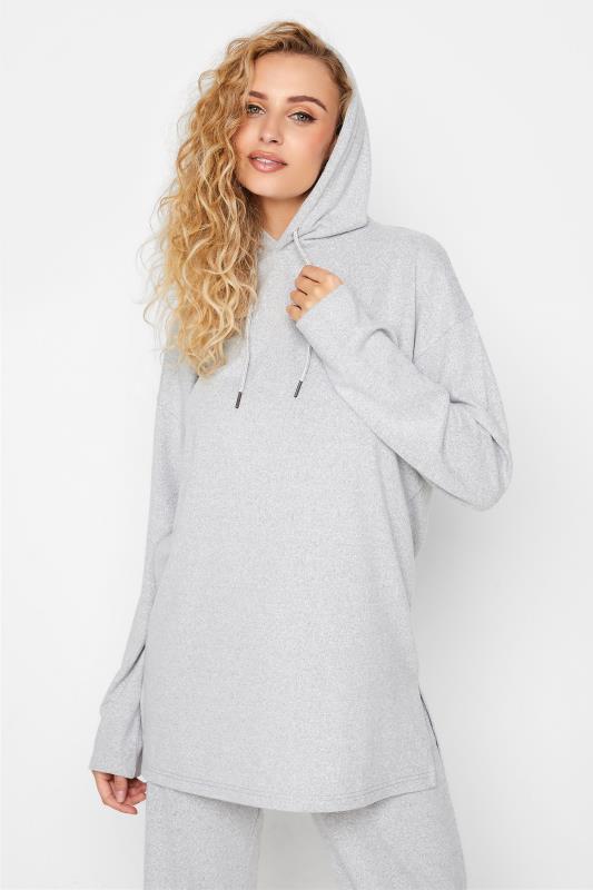 Tall  LTS Grey Soft Touch Longline Hoodie