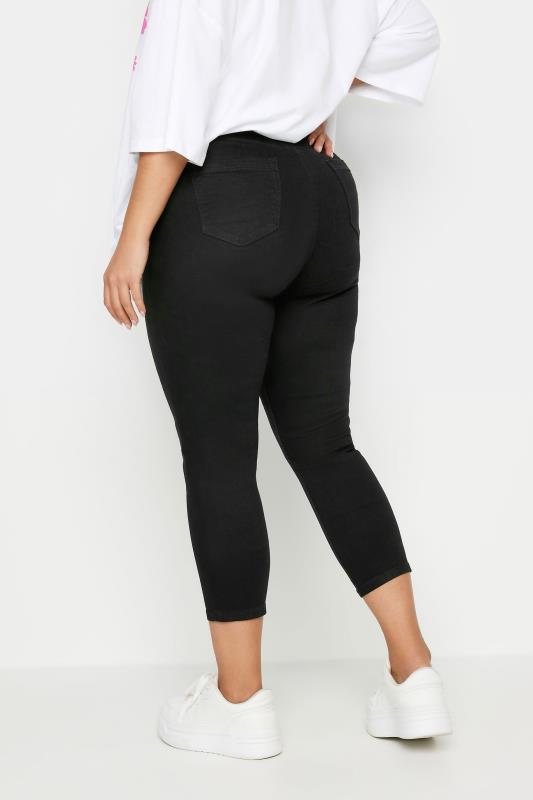Plus Size Black Cropped JENNY Stretch Jeggings | Yours Clothing  3