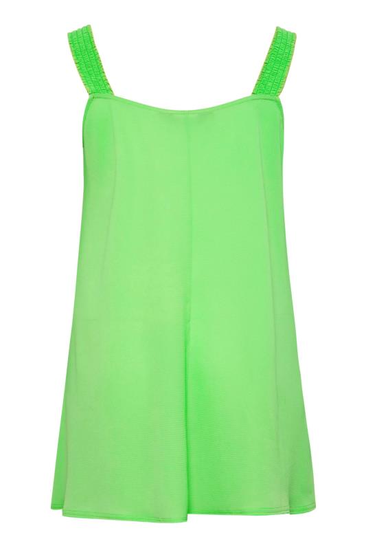 LIMITED COLLECTION Plus Size Bright Green Shirred Strap Cami Vest Top | Yours Clothing  7