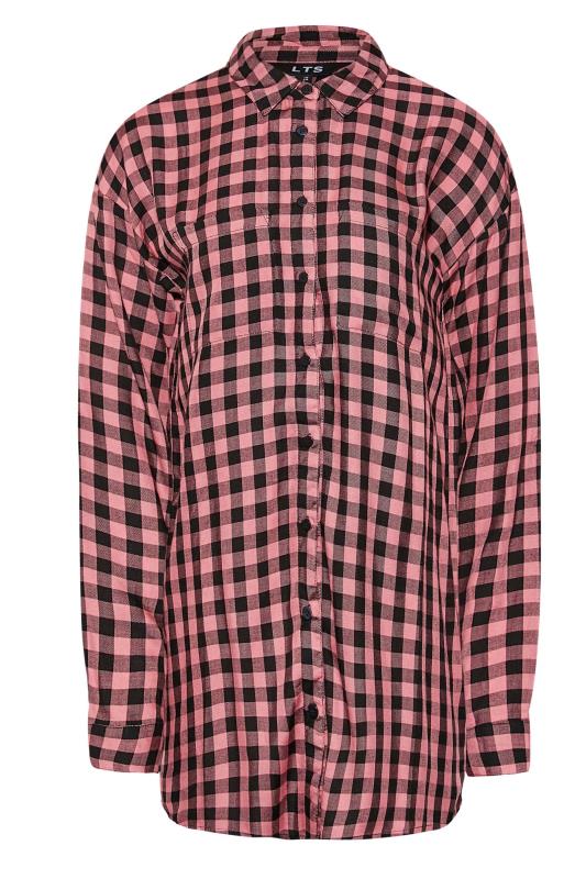 LTS Tall Pink Check Oversized Shirt 6