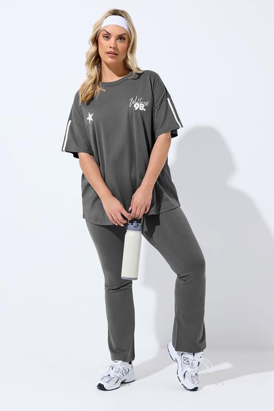 YOURS ACTIVE Plus Size Grey Flared Leggings | Yours Clothing 1