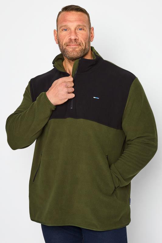 BadRhino Big & Tall Black & Green Quarter Zip Fleece Sweatshirt | BadRhino 1