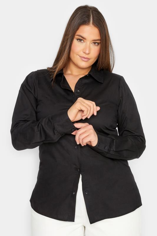  Tallas Grandes LTS Tall Black Fitted Cotton Shirt