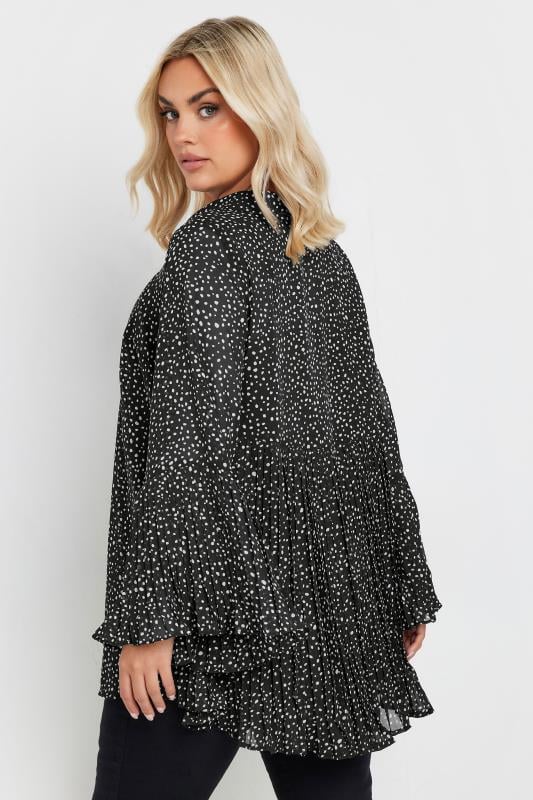 YOURS Plus Size Black Spot Print Flared Sleeve Shirt | Yours Clothing 3