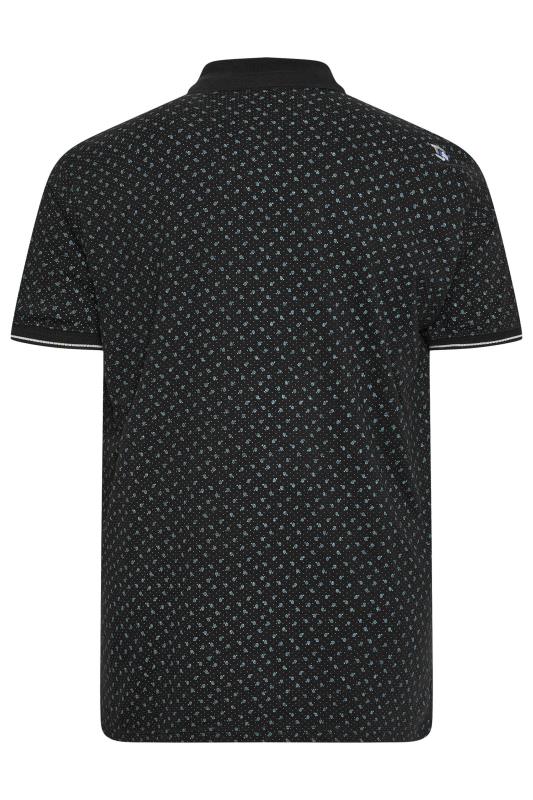 D555 Big & Tall Black Spot Print Jacquard Collar Polo Shirt | BadRhino 3