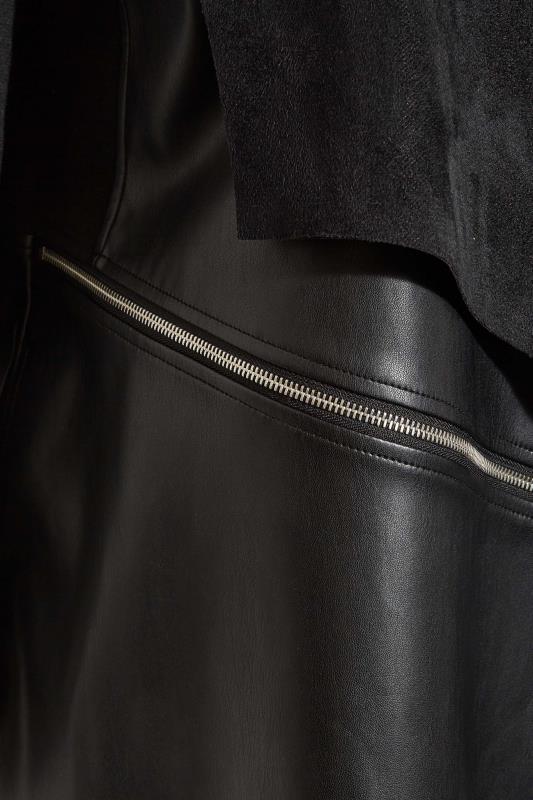Curve Black Zip Detail Waterfall Faux Leather Jacket 6