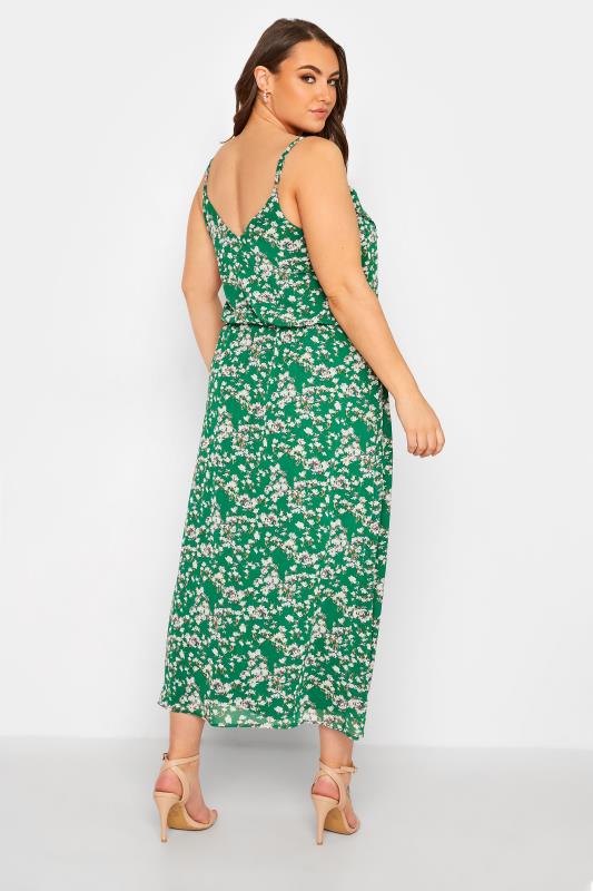 YOURS LONDON Plus Size Green Floral Print Ruffle Maxi Dress | Yours Clothing  3